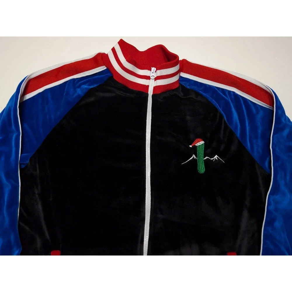 BLIZZARD BAY Velour Track Jacket Santa Claus Snowboard Christmas Red Blue Large